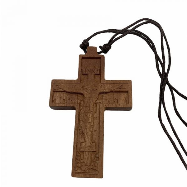 Ξυλόγλυπτος Σταυρός Λαιμού (9×5,5cm) με κορδόνι