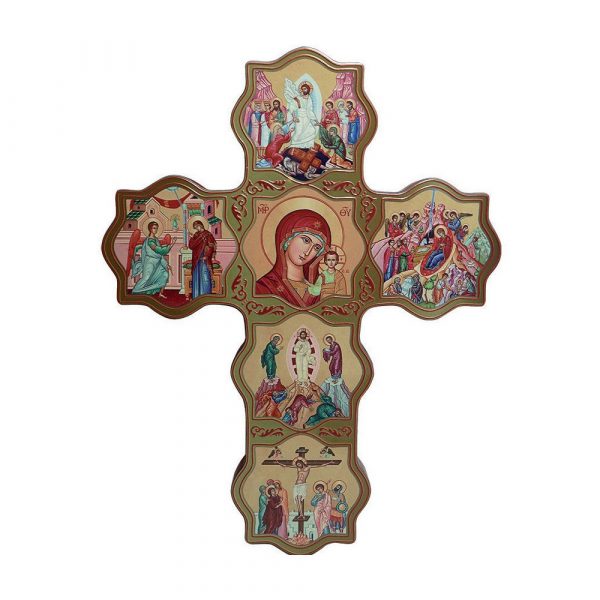 Ξύλινος Σταυρός με την Παναγία (30cm)