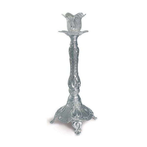 Κηροπήγια Μεταλλικά Ψηλά Ασημί (24cm)