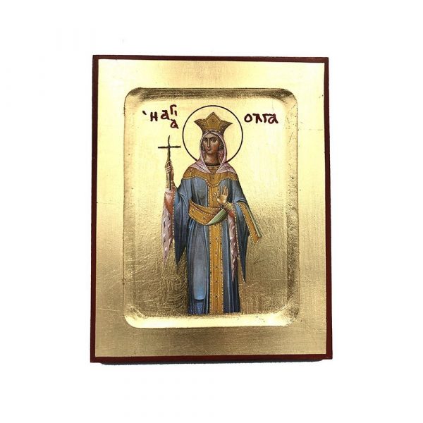 Αγία Όλγα – Ένσκαπτη Λιθογραφία (Ξύλο MDF – 19x15cm)