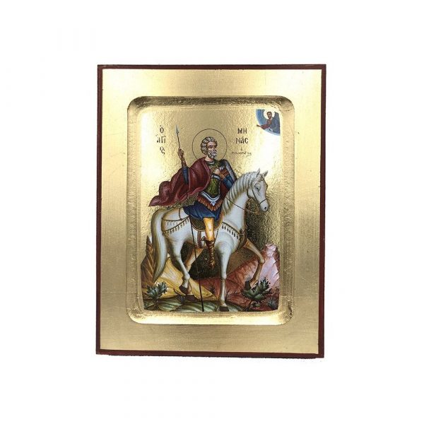 Άγιος Μηνάς – Ένσκαπτη Λιθογραφία (Ξύλο MDF – 19x15cm)