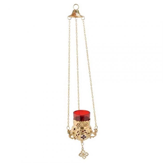 Hanging Vigil Lamp Bronze with Enamel - Image 2