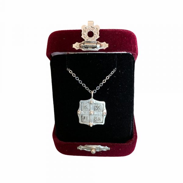 Neck Amulet Square ICXC NIKA Zamak Silver Plated 999°