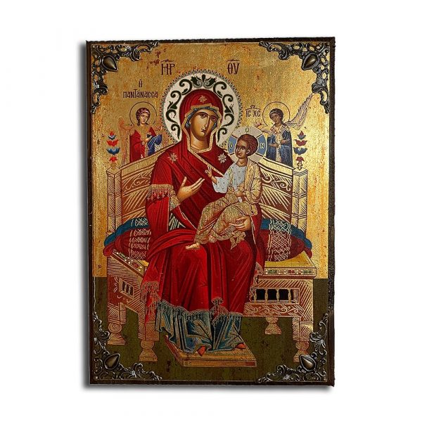 Παναγία Παντάνασσα – Μεταξοτυπία με γωνίες (Φυσικό Ξύλο – 21x15cm)
