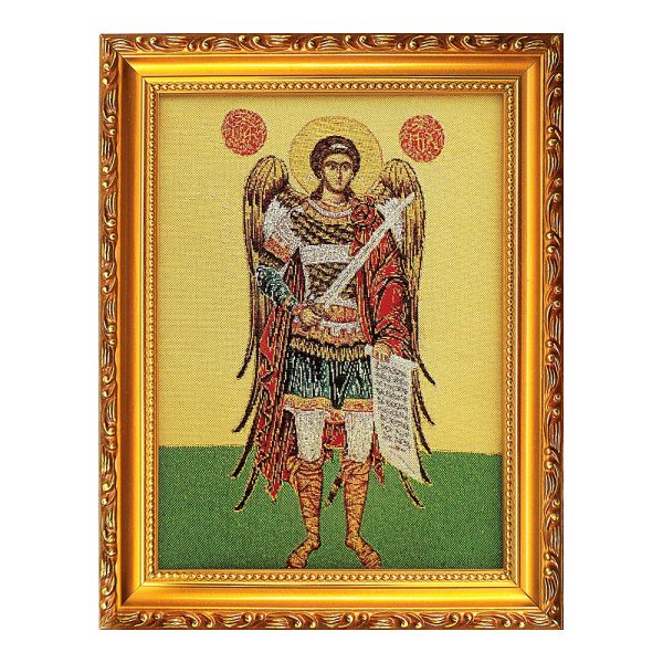 Υφαντή Εικόνα με Κορνίζα Αρχάγγελος Μιχαήλ (28x22cm)